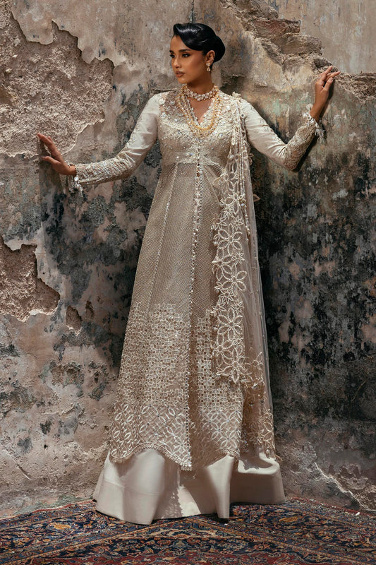 N252-004-3CX stitched beige formal suit with organza cutwork panels and net dupatta – Sana Safinaz designer outfit for Pakistani women in USA