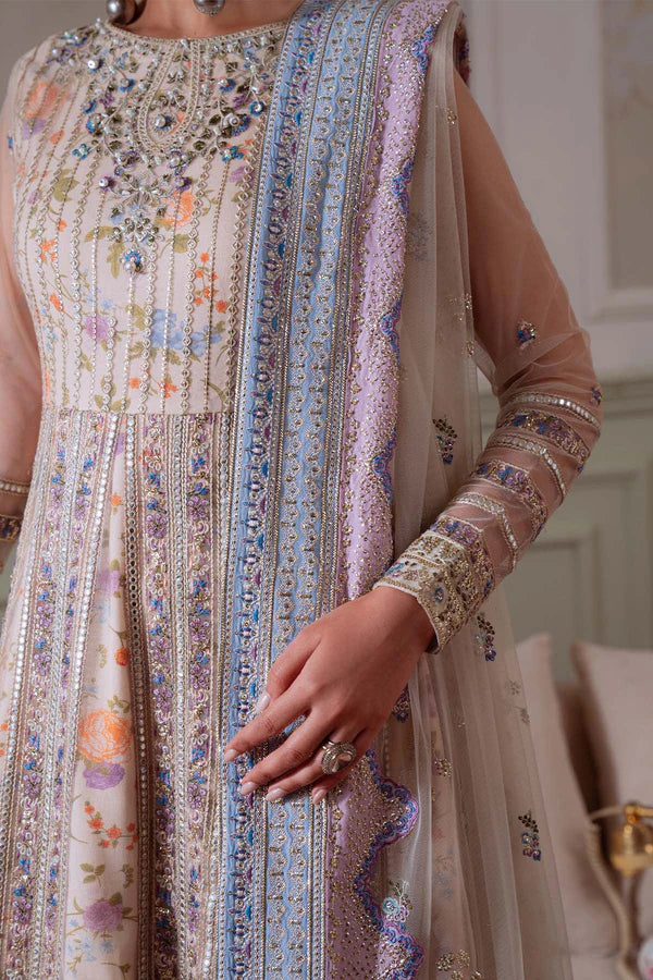 NEL-80 – Shop Nureh Elanora Peach Beige Net Anarkali Gown Dress Online | Pakistanimoda