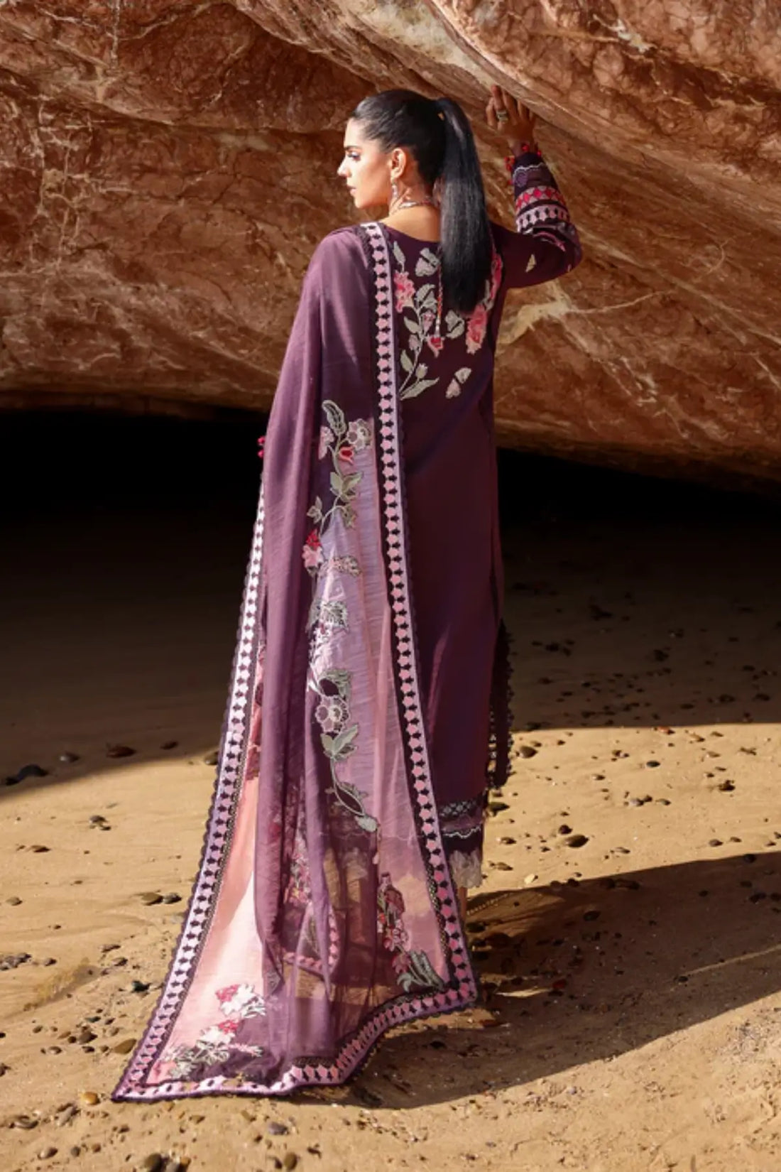 NOOR-2-A Saira Shakira Breeze plum embroidered lawn suit Pakistanimoda