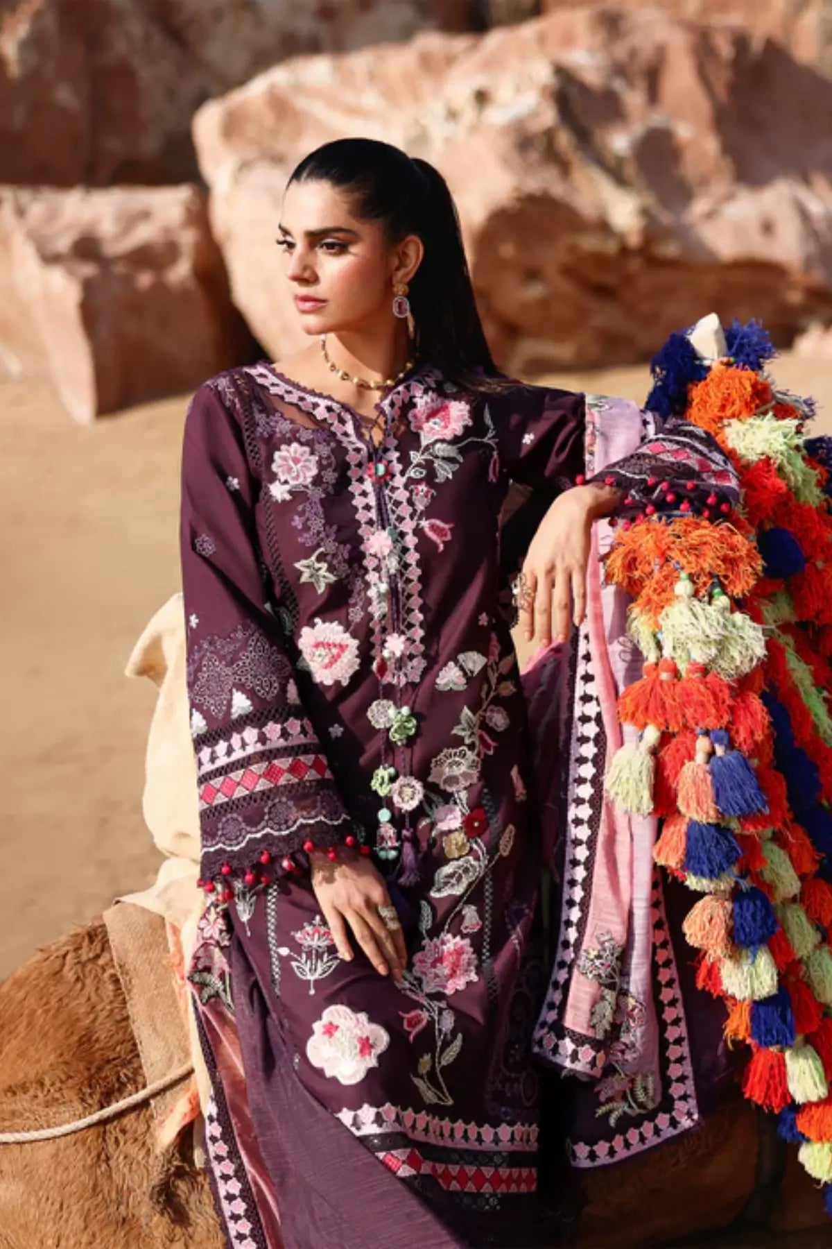 NOOR-2-A Saira Shakira Breeze plum embroidered lawn suit Pakistanimoda
