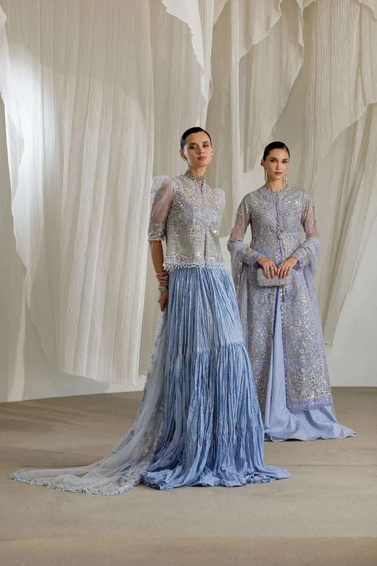 Sobia Nazir NR26-02 powder blue embroidered organza stitched formal suit from NUR Festive 26