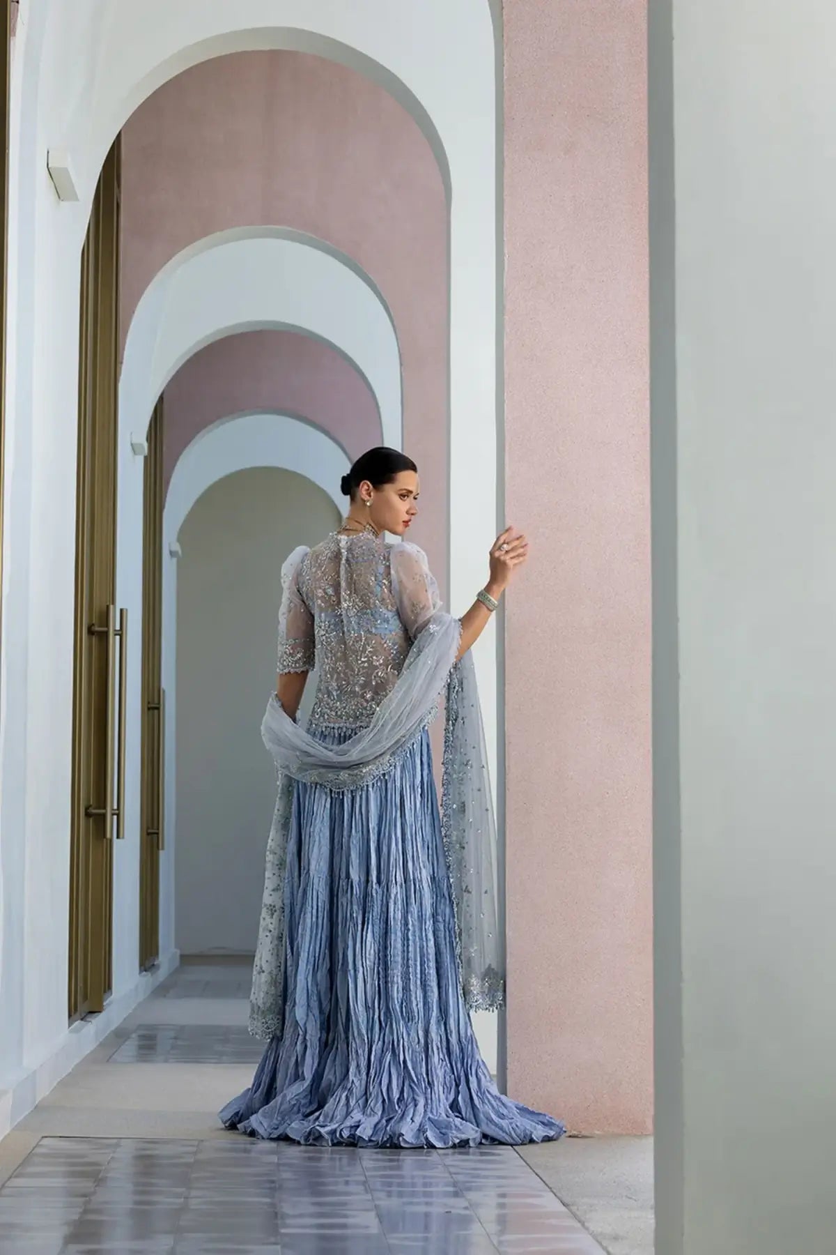 Sobia Nazir NR26-02 powder blue embroidered organza stitched formal suit from NUR Festive 26