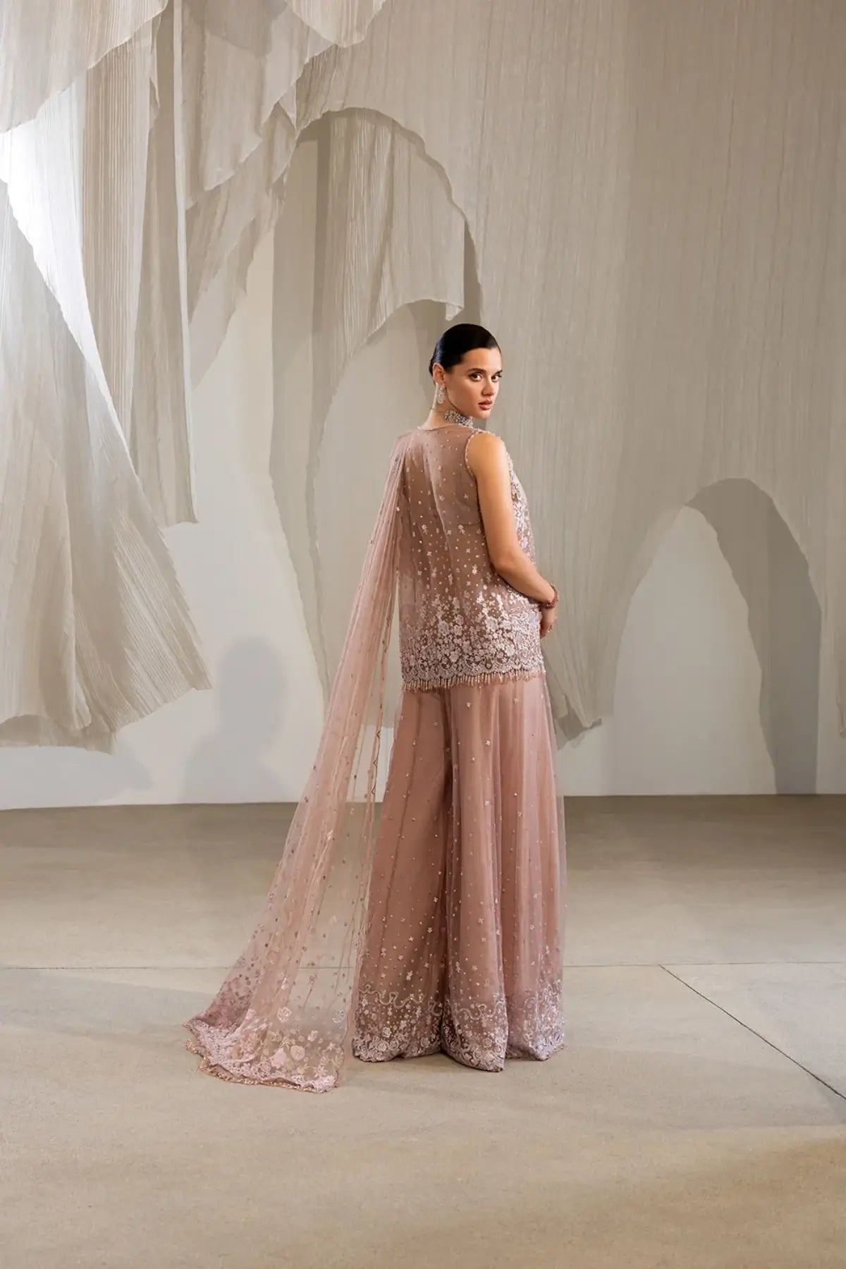 Sobia Nazir NR26-04 mauve hand embellished net wedding stitched suit from NUR Festive 26