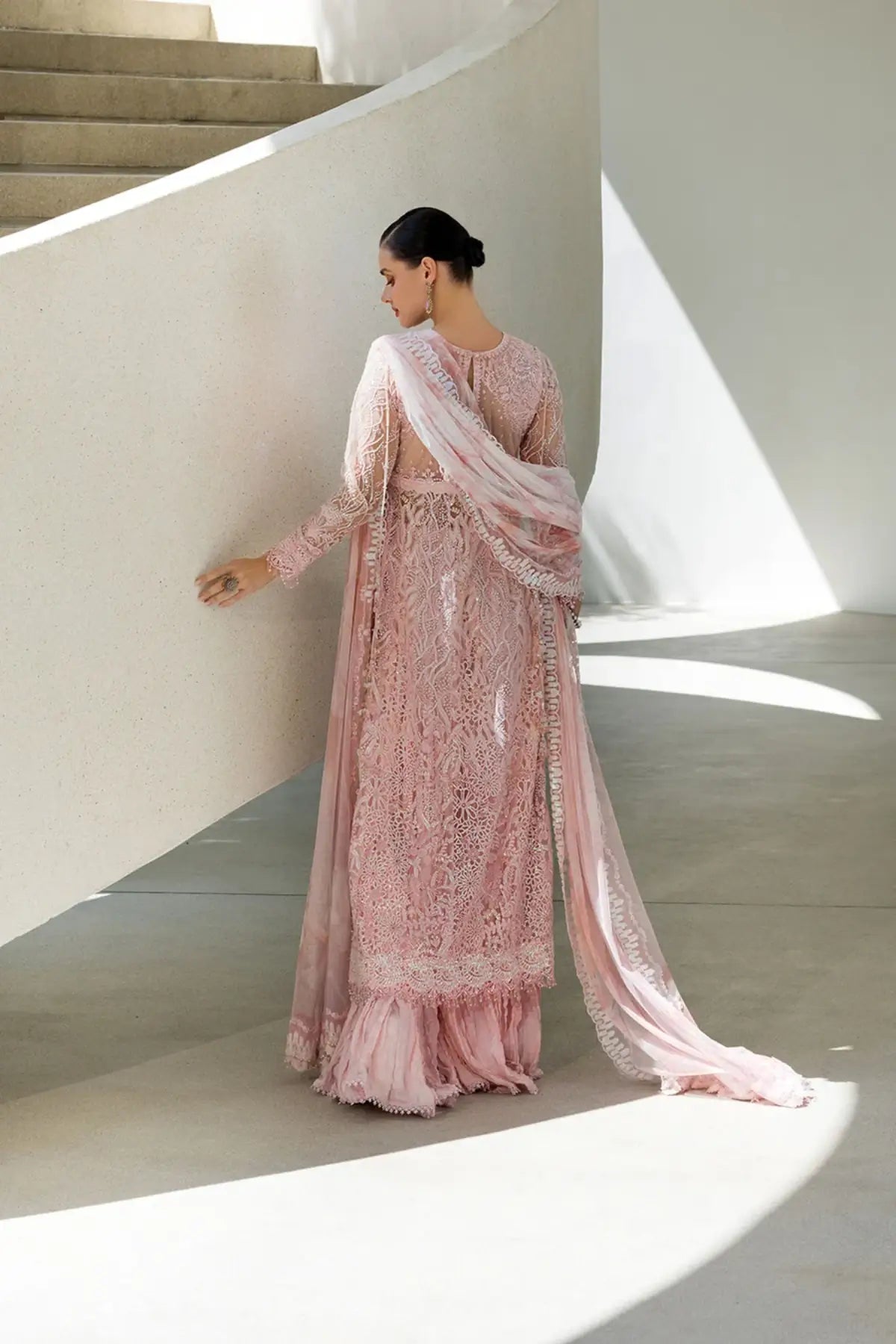 Sobia Nazir NR26-05 blush pink embroidered net wedding stitched suit from NUR Festive 26