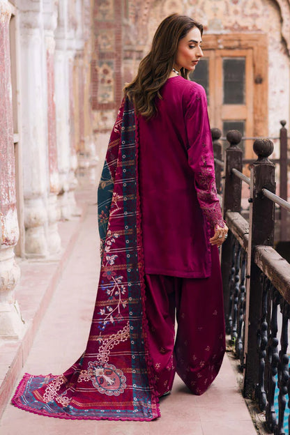 NW-100 Nureh Magenta Linen 3PC Embroidered Suit Pakistanimoda