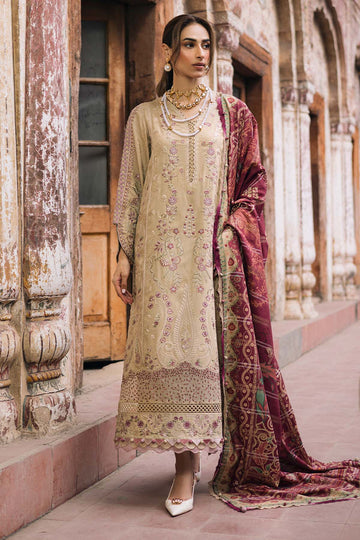 Buy NW-101 Nureh Maya Beige Linen Embroidered Suit Pakistanimoda
