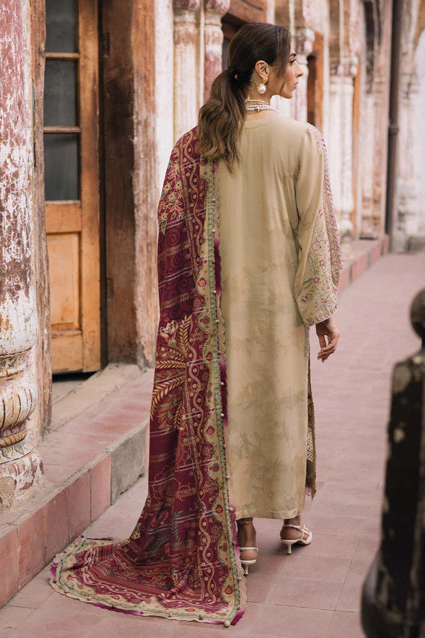 Buy NW-101 Nureh Maya Beige Linen Embroidered Suit Pakistanimoda