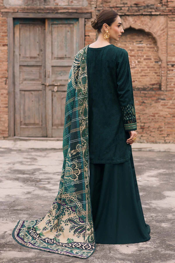 NW-103 Nureh Emerald Green Linen Embroidered Suit Pakistanimoda