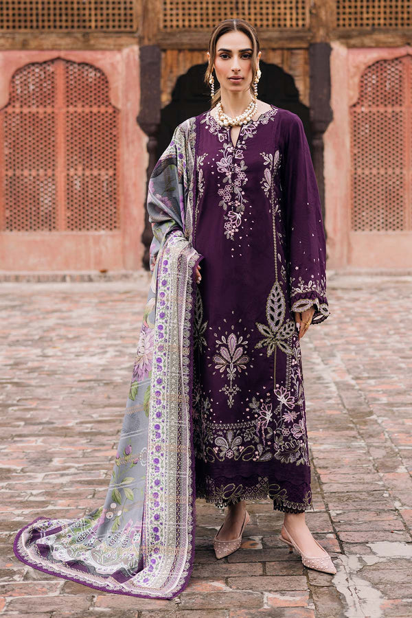 Stitched Nureh Purple Embroidered Linen 3PC Suit Pakistanimoda NW-104