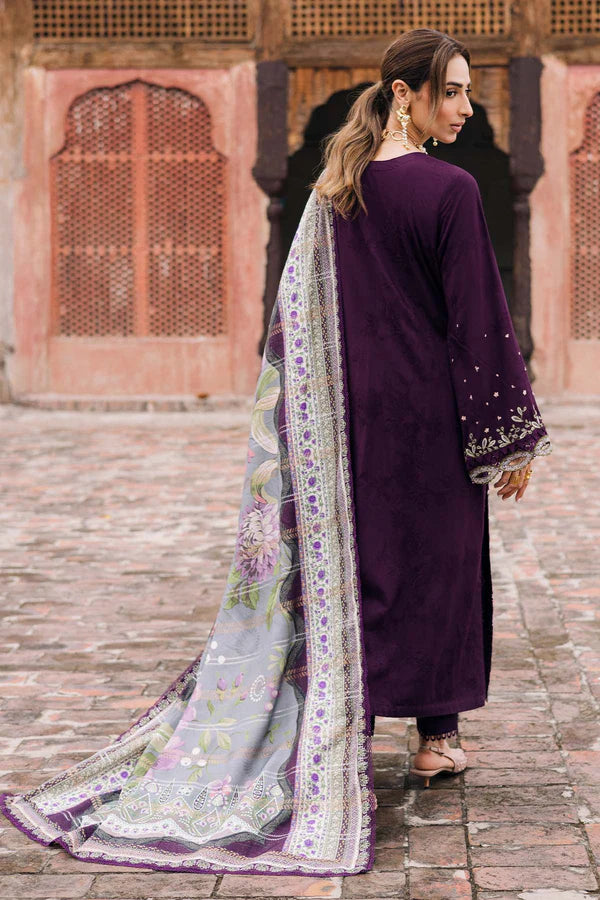 Stitched Nureh Purple Embroidered Linen 3PC Suit Pakistanimoda NW-104