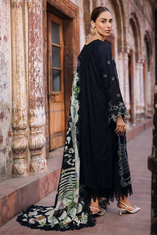 NW-107 Nureh Maya Black Embroidered Linen Suit for Women Pakistanimoda
