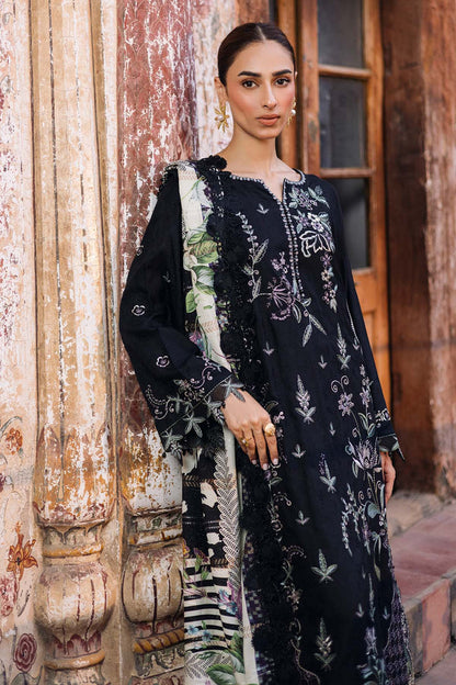NW-107 Nureh Maya Black Embroidered Linen Suit for Women Pakistanimoda