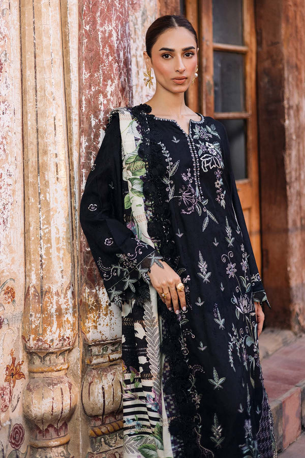 NW-107 Nureh Maya Black Embroidered Linen Suit for Women Pakistanimoda