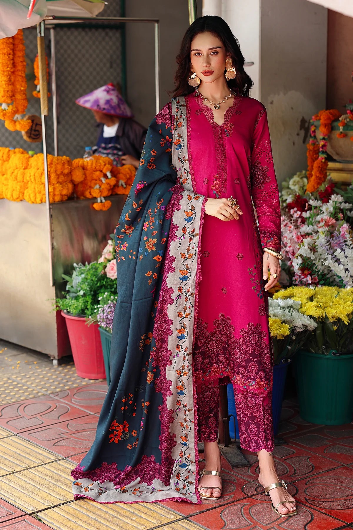 Charizma ANW6-06 Pink Linen 3PC Embroidered Stitched Suit Pakistanimoda