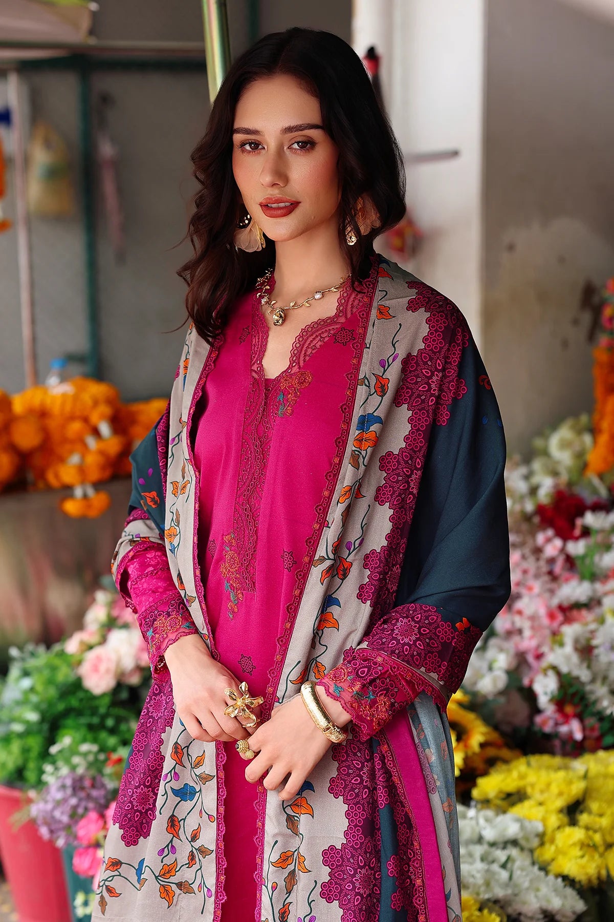 Charizma ANW6-06 Pink Linen 3PC Embroidered Stitched Suit Pakistanimoda