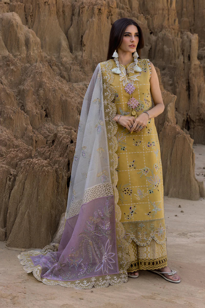 Nadia- Yellow Premium Lawn Eid Edit' 25 Ensemble By- Rang Rasiya