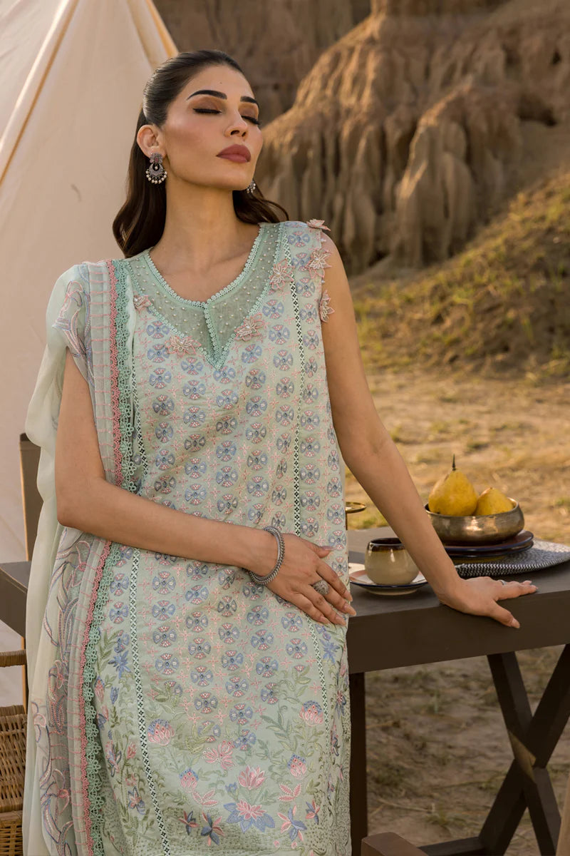 Nadine- Light Green Premium Lawn Eid Edit' 25 Ensemble By- Rang Rasiya
