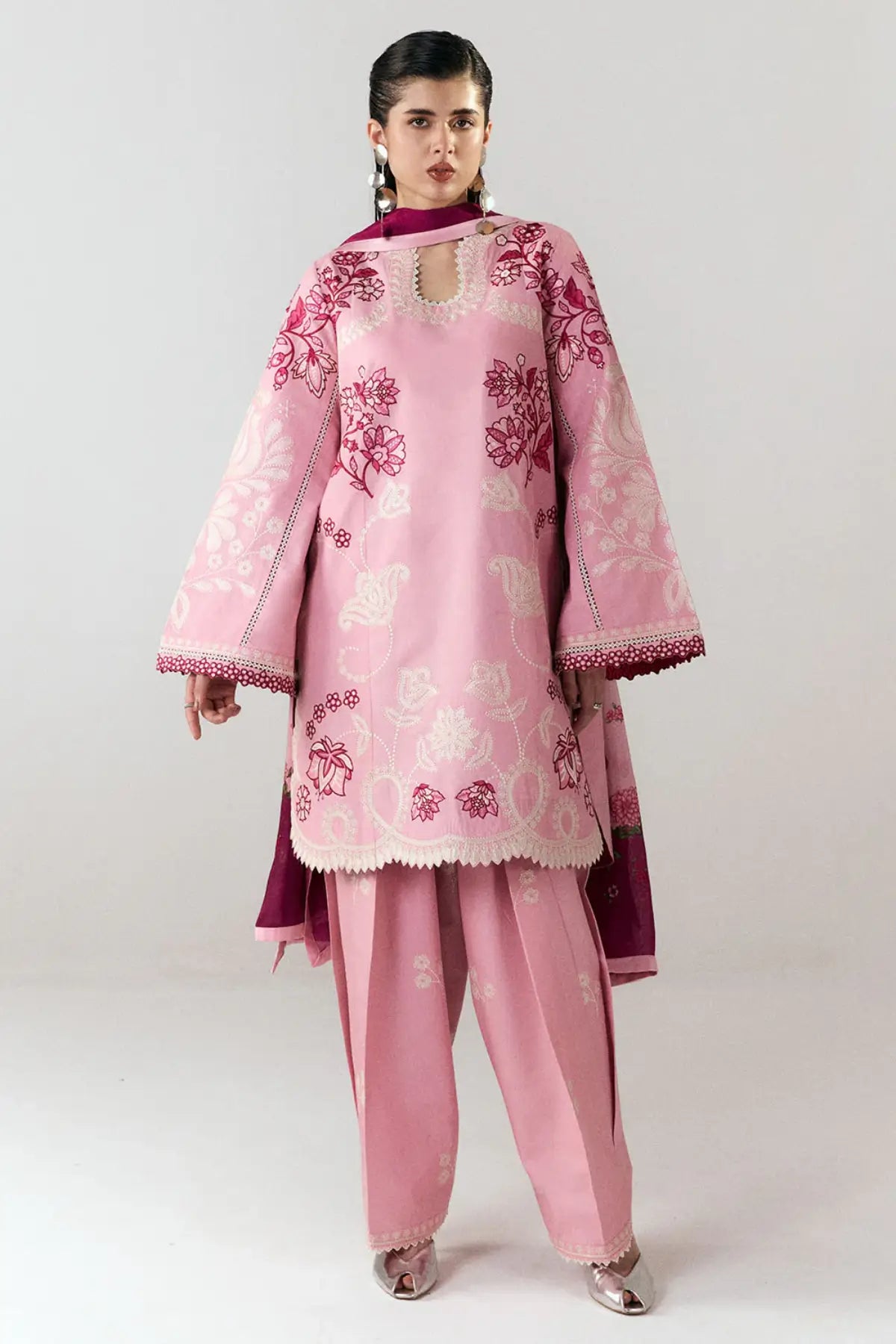 Nanya – Light Pink Stitched Cotton Eid Suit by Jugnu Lahore