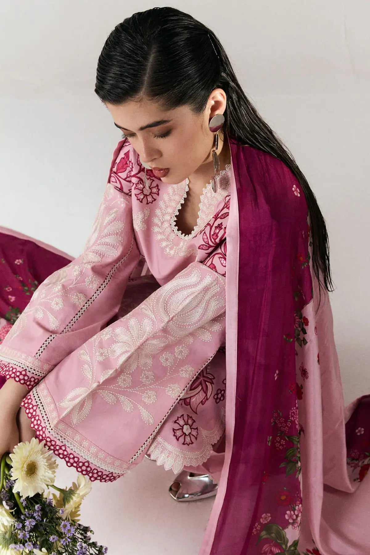 Nanya – Light Pink Stitched Cotton Eid Suit by Jugnu Lahore