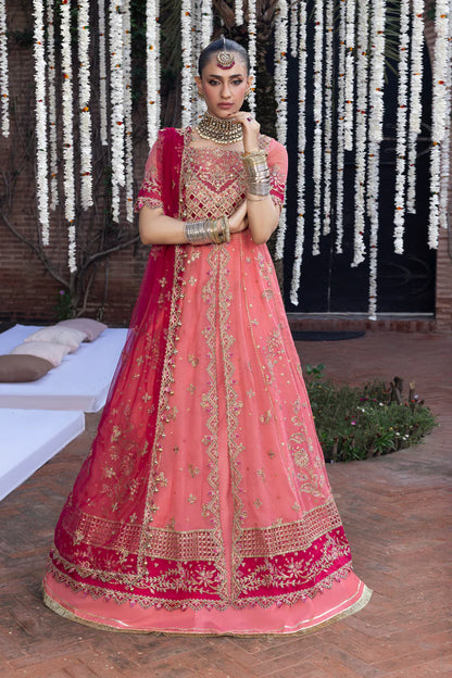 Buy Narmeen – Peach Stitched Wedding Gown Dress Online Pakistanimoda