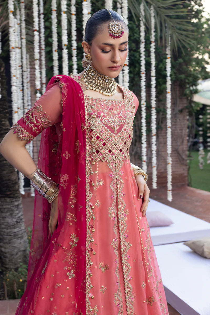 Buy Narmeen – Peach Stitched Wedding Gown Dress Online Pakistanimoda