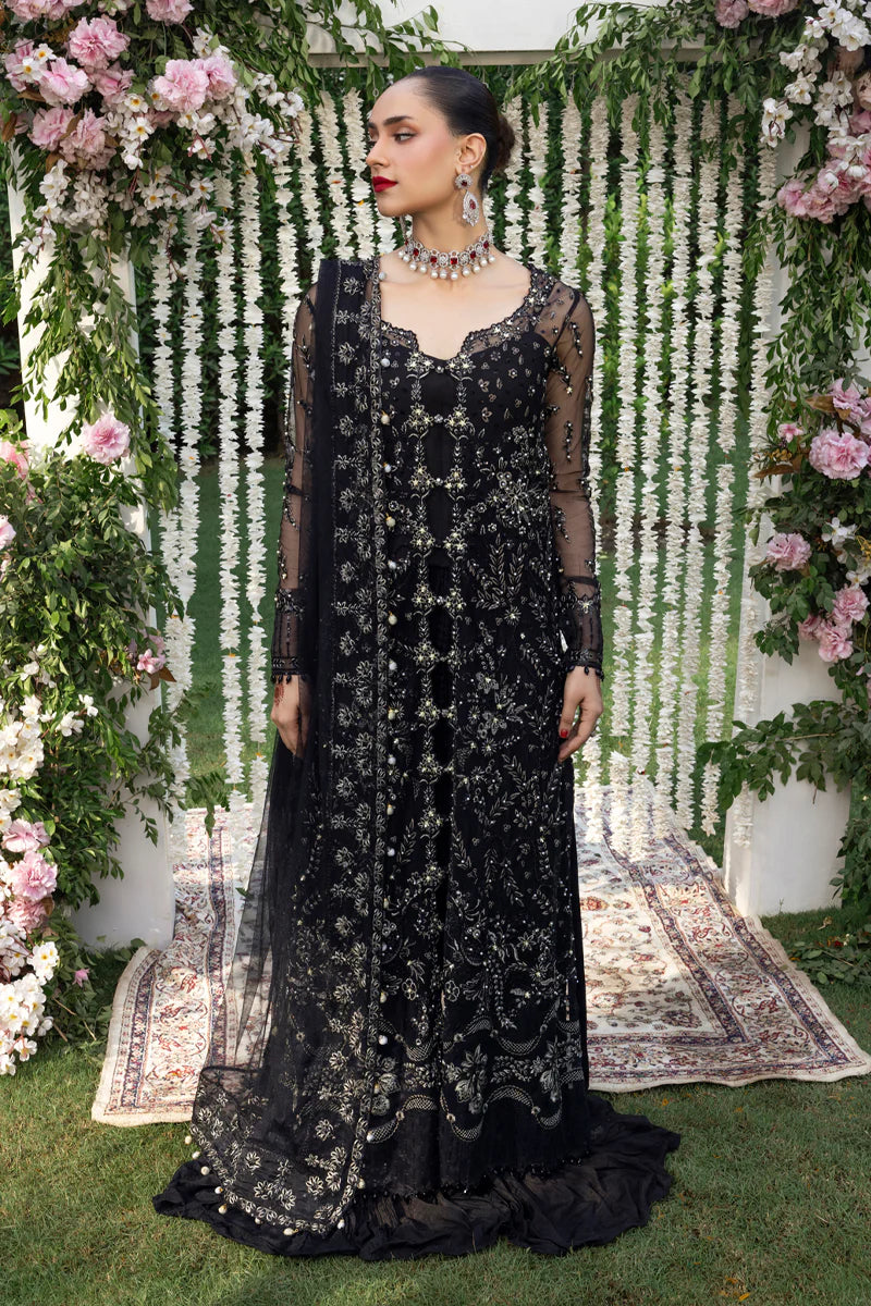 Buy Natasha – Black Net Embroidered Wedding Suit Pakistanimoda