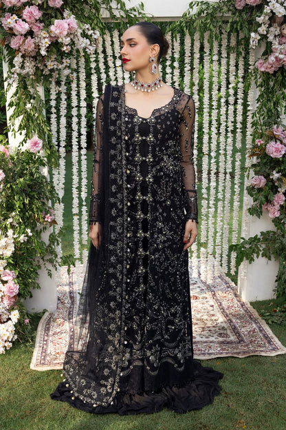 Buy Natasha – Black Net Embroidered Wedding Suit Pakistanimoda