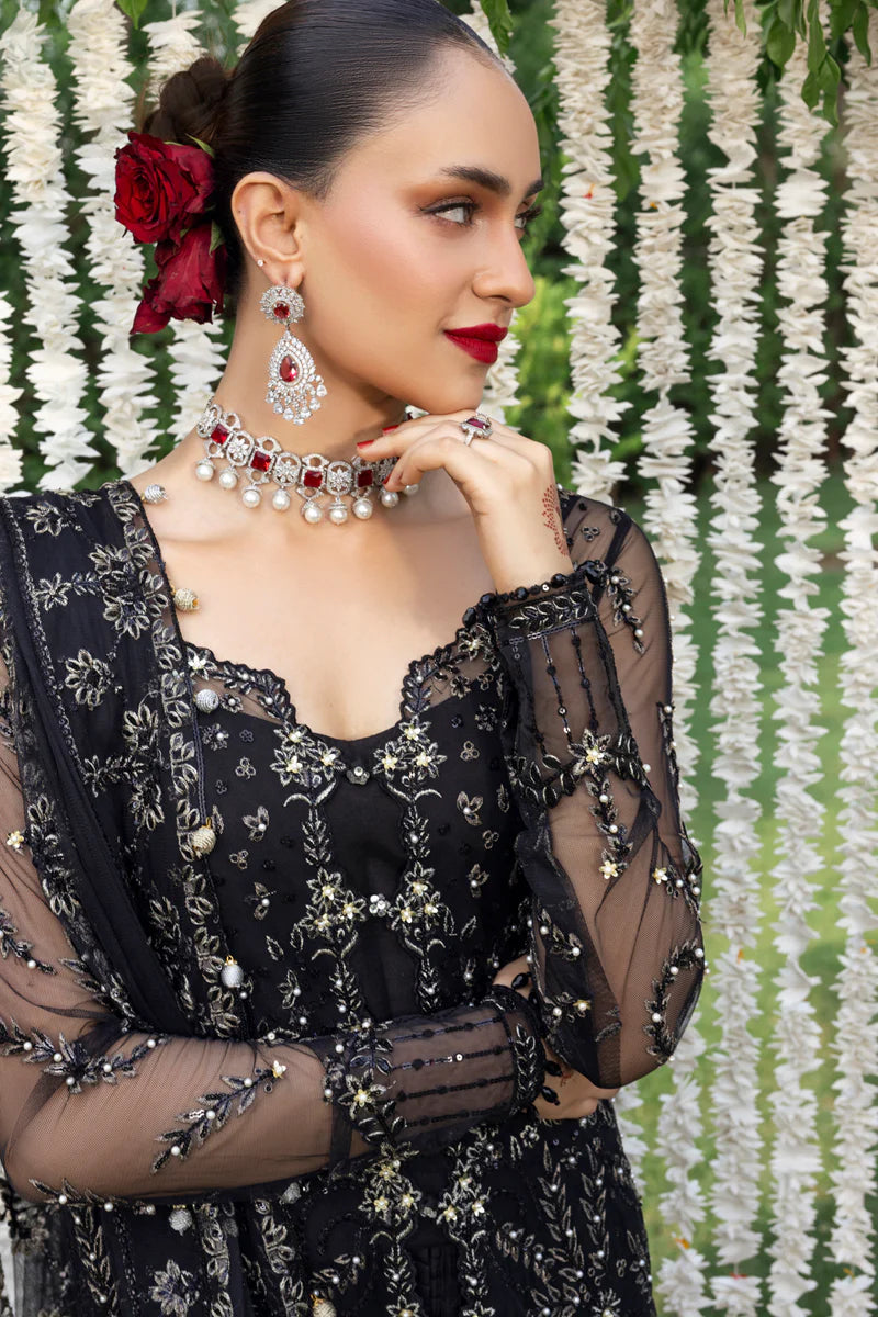 Buy Natasha – Black Net Embroidered Wedding Suit Pakistanimoda