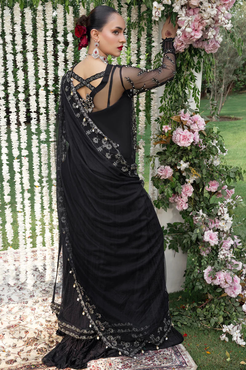 Buy Natasha – Black Net Embroidered Wedding Suit Pakistanimoda