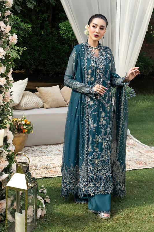 Rang Rasiya Nawal Teal Stitched Cotton Net Formal Suit Pakistanimoda