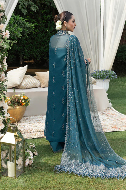 Rang Rasiya Nawal Teal Stitched Cotton Net Formal Suit Pakistanimoda