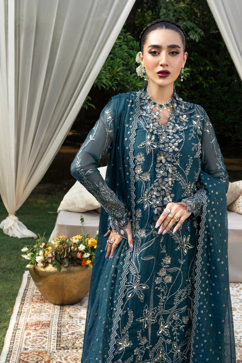 Rang Rasiya Nawal Teal Stitched Cotton Net Formal Suit Pakistanimoda