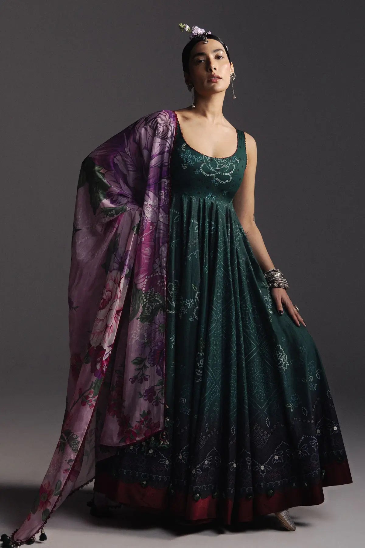 Zara Shahjahan Nayab D4 green festive Anarkali stitched Pakistanimoda