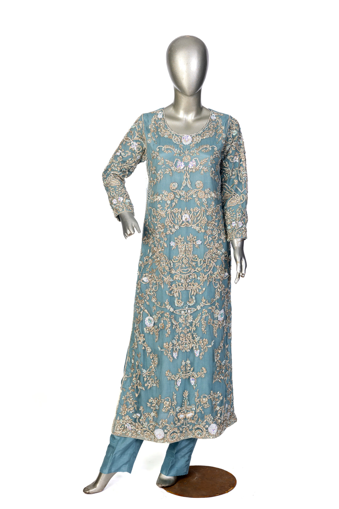 MariamRaj Designer Net Formal Outfit with Silk Pants – Nehal