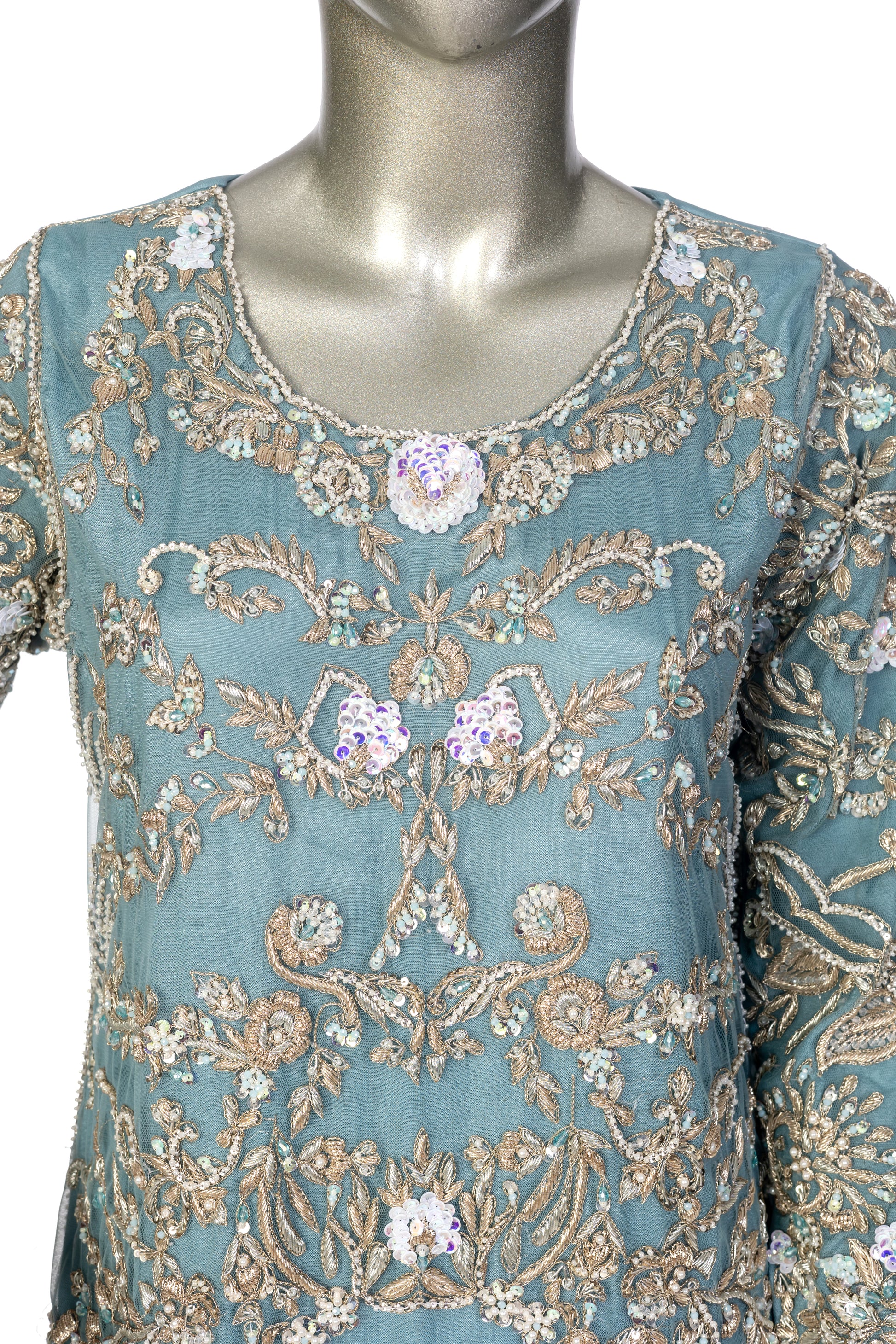 MariamRaj Designer Net Formal Outfit with Silk Pants – Nehal