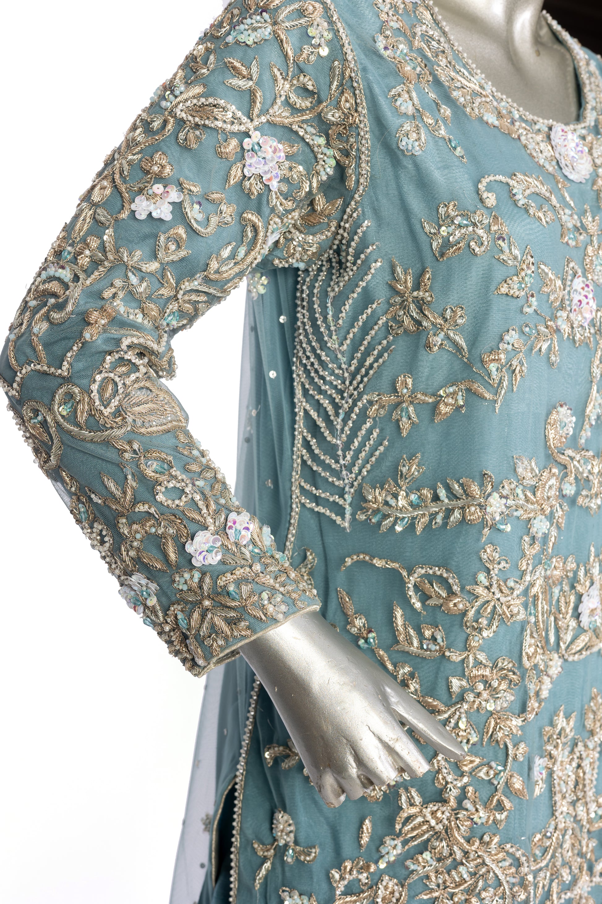 MariamRaj Designer Net Formal Outfit with Silk Pants – Nehal