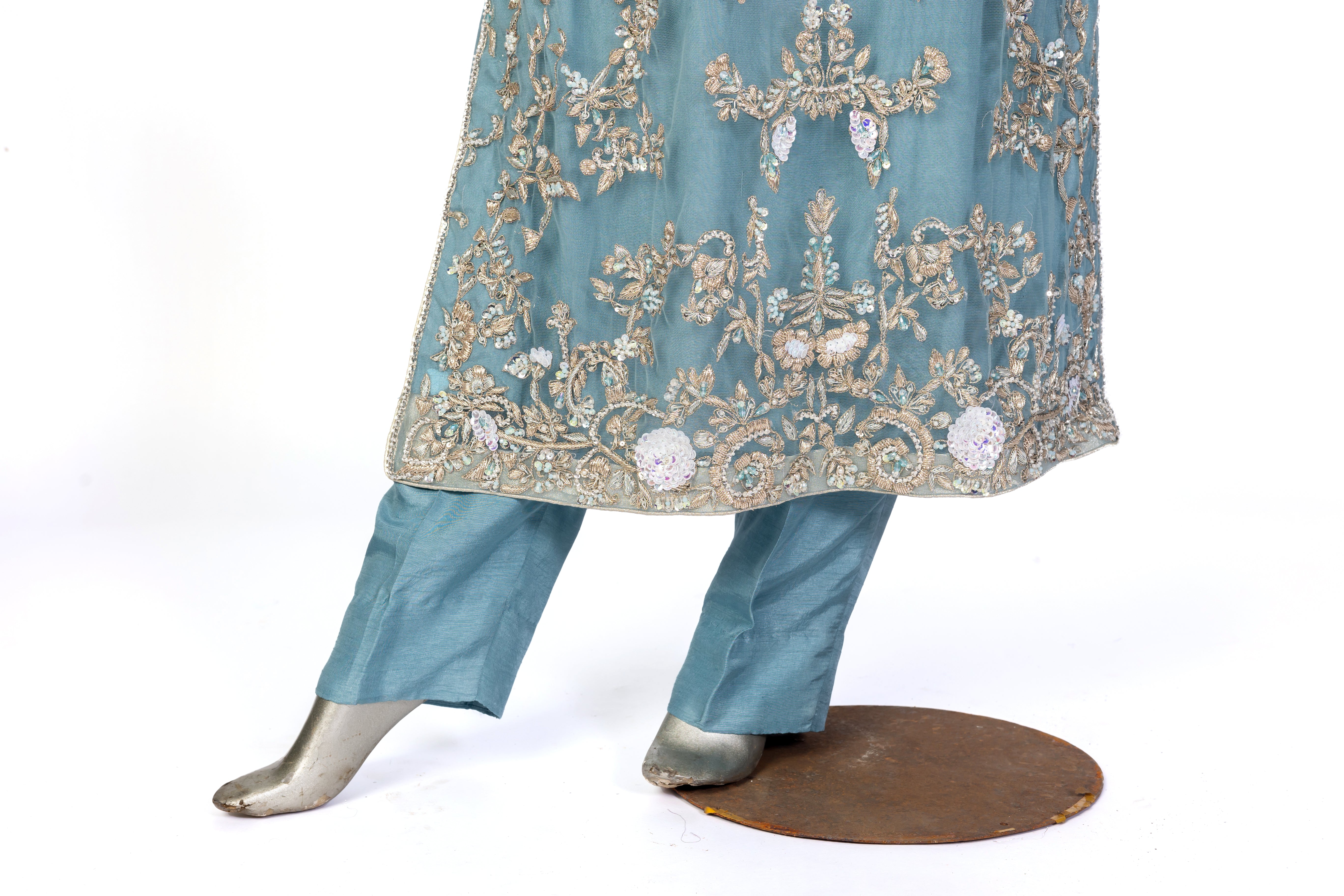 MariamRaj Designer Net Formal Outfit with Silk Pants – Nehal