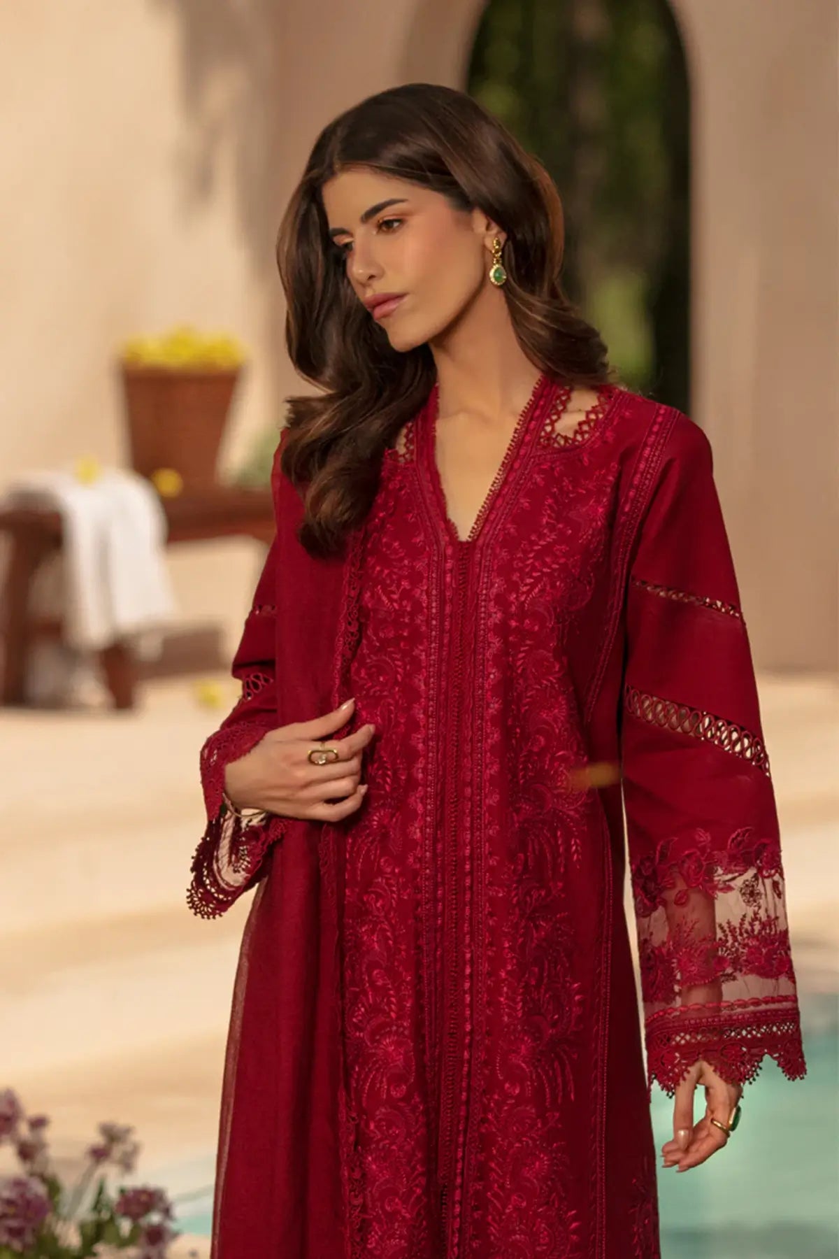 Red Rang Rang Rasiya Nehal Wine Red Premium Lawn Suit | Pakistanimoda ...