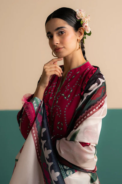 Pakistani lawn suit with digital printed silk dupatta – Nelea-2B