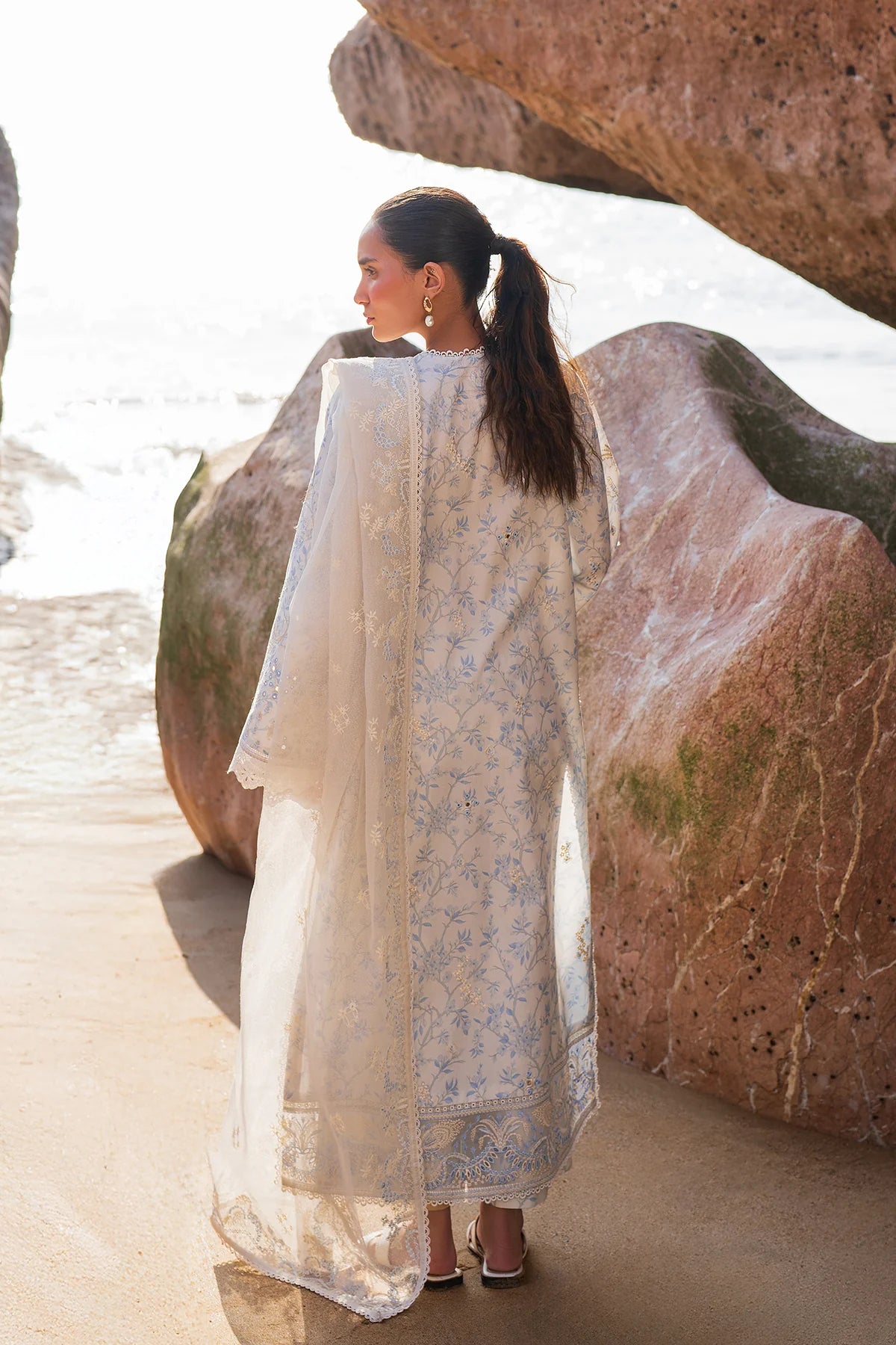 Nerida- Pearl White Embroidered Luxury Lawn'25 Outfit By- Afrozeh