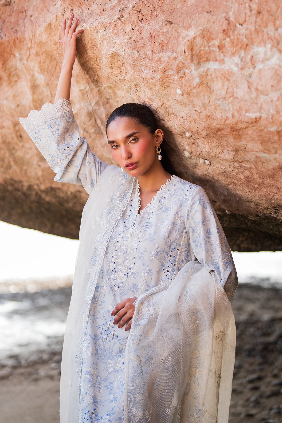Nerida- Pearl White Embroidered Luxury Lawn'25 Outfit By- Afrozeh