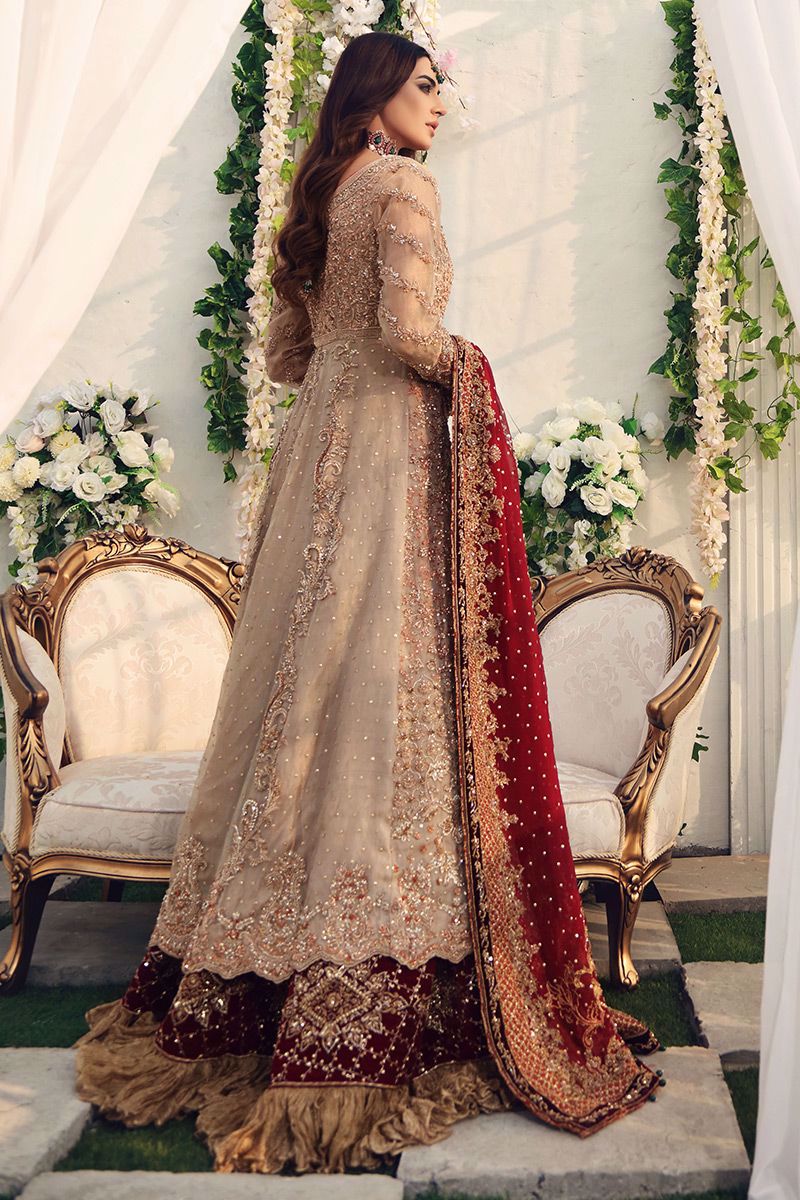 Nigar-Pakistani Bridal gown with Jamawar Lehenga