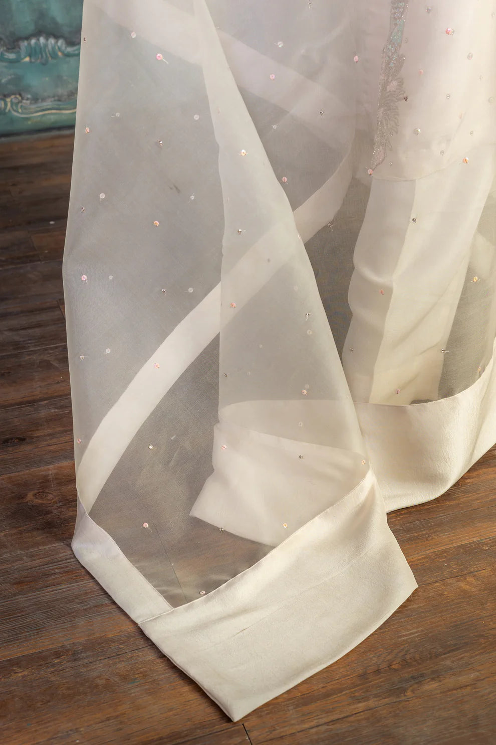 Nigar-Elegant Pearl White Embroidered Pakistani Formal Wear for Women