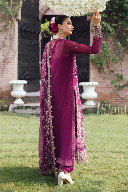 Buy Nimir – Magenta Cotton Net Embroidered Wedding Suit Pakistanimoda