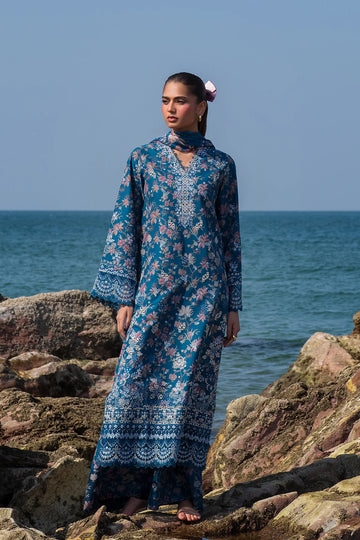 Noa- Aqua Embroidered Luxury Lawn'25 Outfit By- Afrozeh