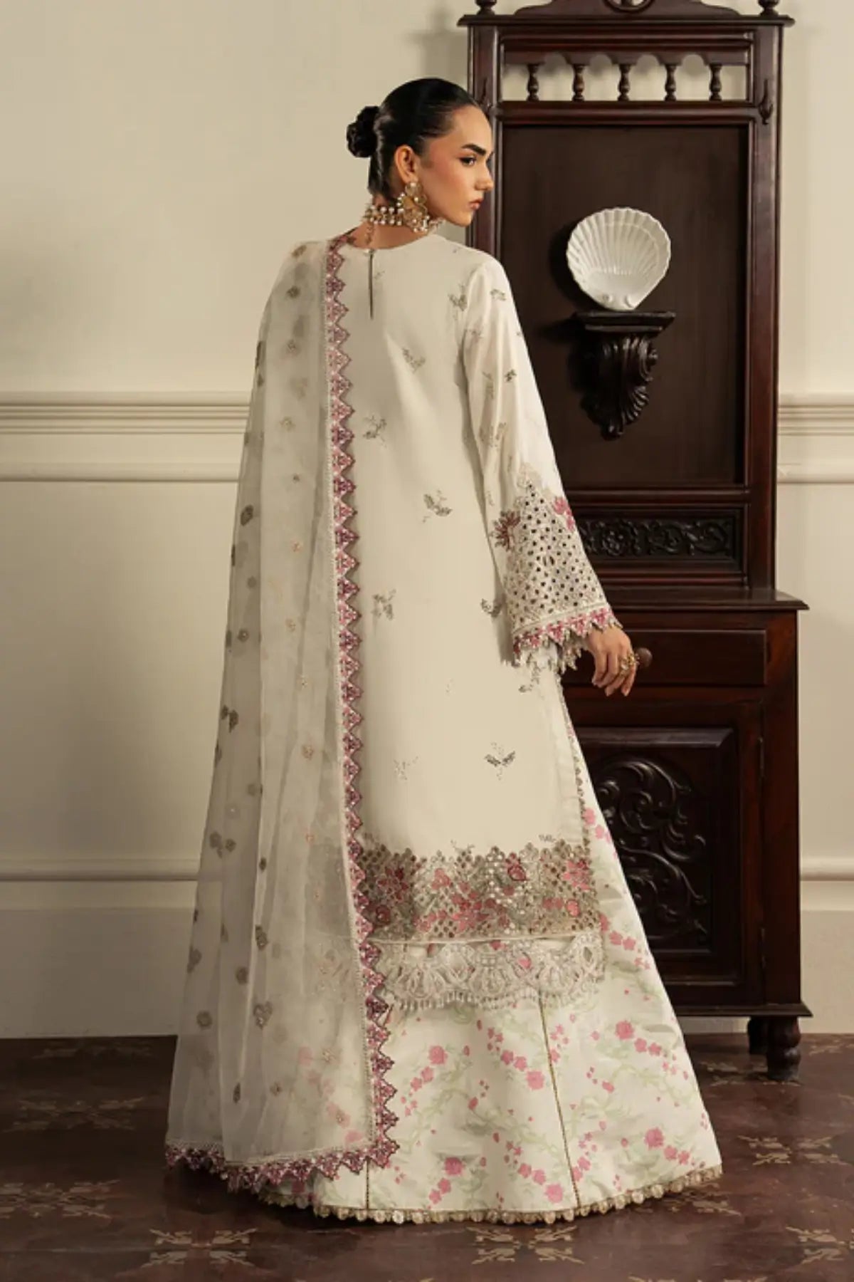 Nohor by Sadaf Fawad Khan white embellished sharara from Roya Lumière Collection