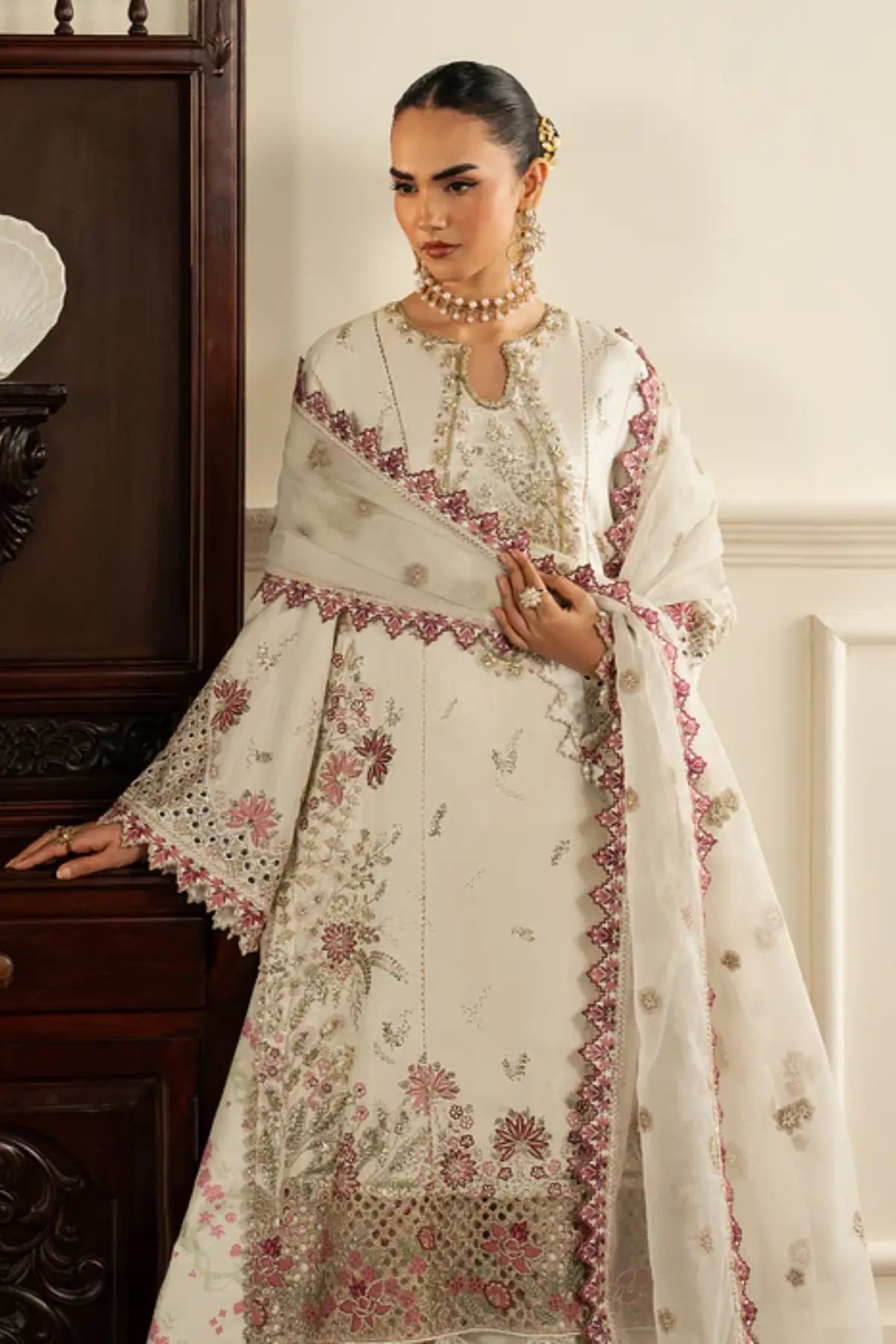Nohor by Sadaf Fawad Khan white embellished sharara from Roya Lumière Collection
