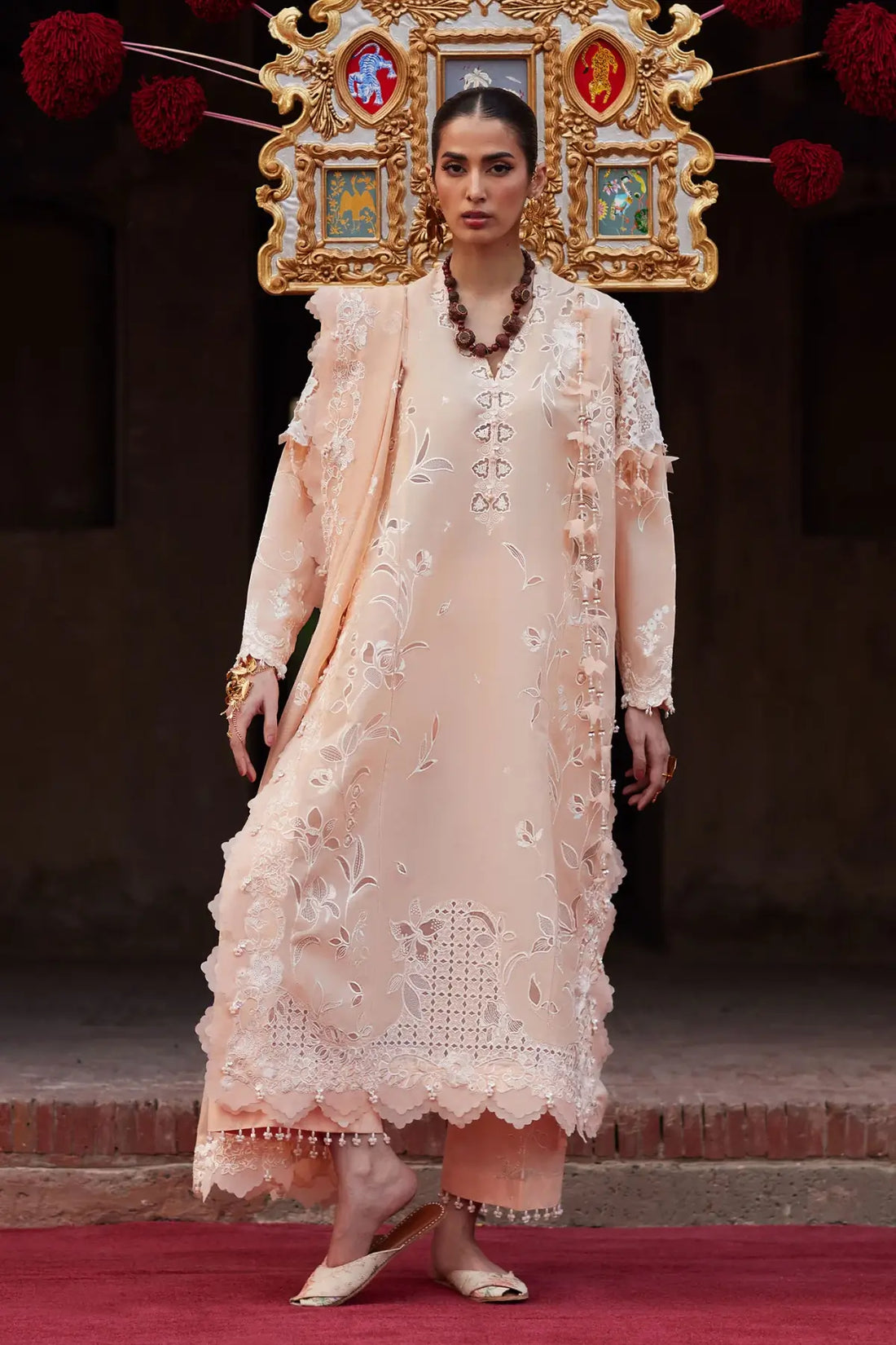 Noorai EL26-06 A blush pink Élan Lawn'26 stitched 3PC suit with cotton net dupatta