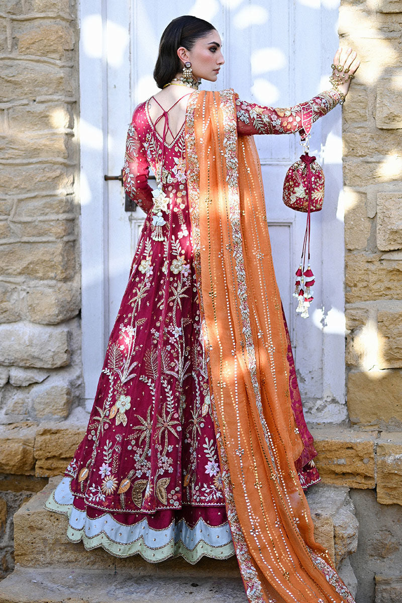 Noorain – Magenta Raw Silk Pakistani Bridal Dress for Weddings in USA