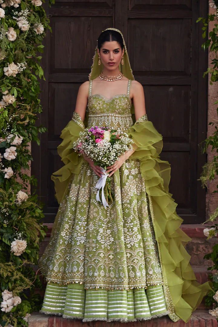 Zaha Nooré Sitara ZC25-01 lime heavy bridal lehenga stitched – Pakistanimoda